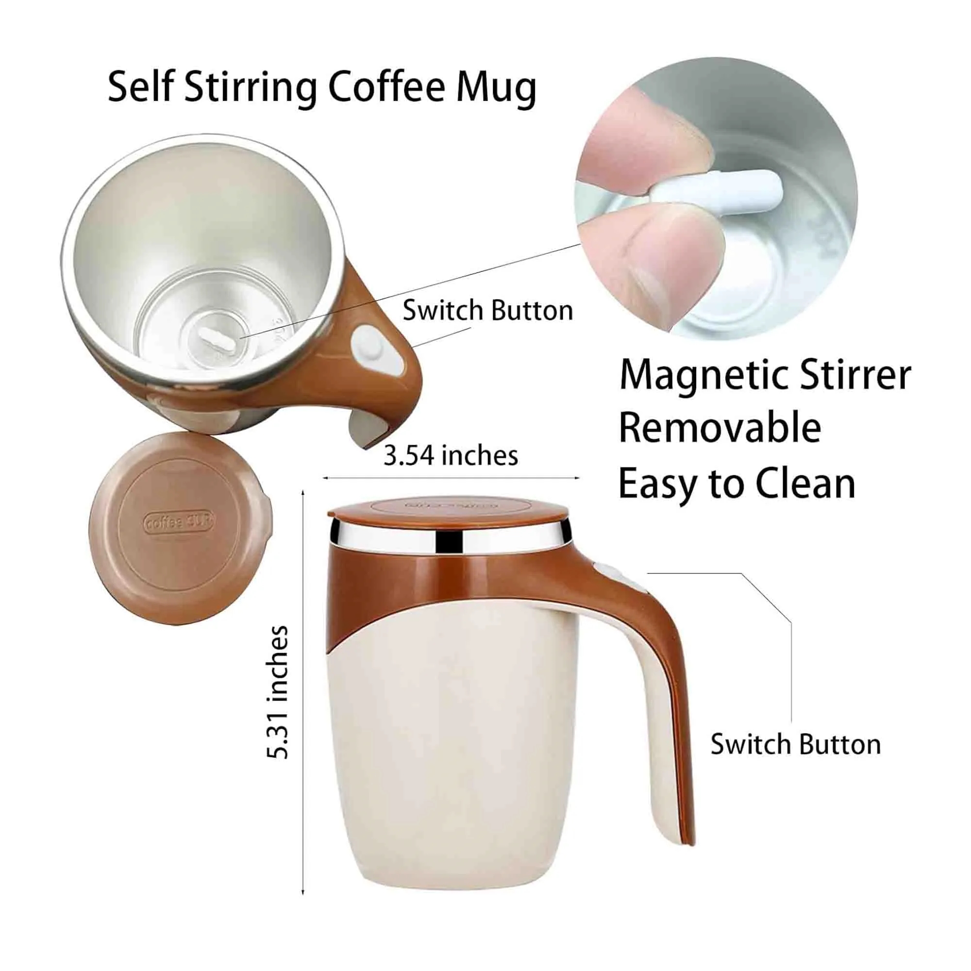 13OZ Automatic Magnetic Stirring Coffee Mug MOQ10 1