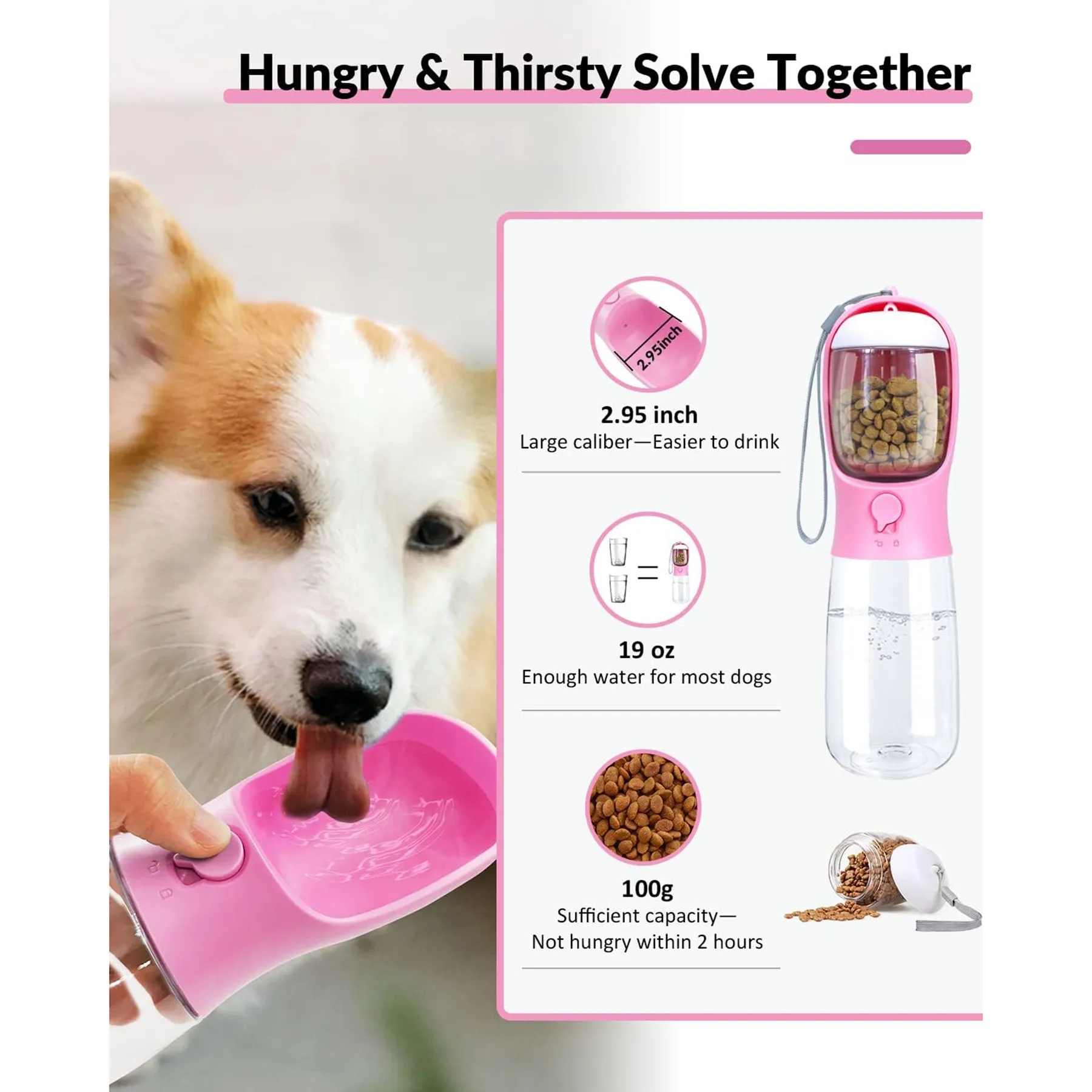 19OZ Leak Proof Portable Pet Water Bottle with Food Containe 7