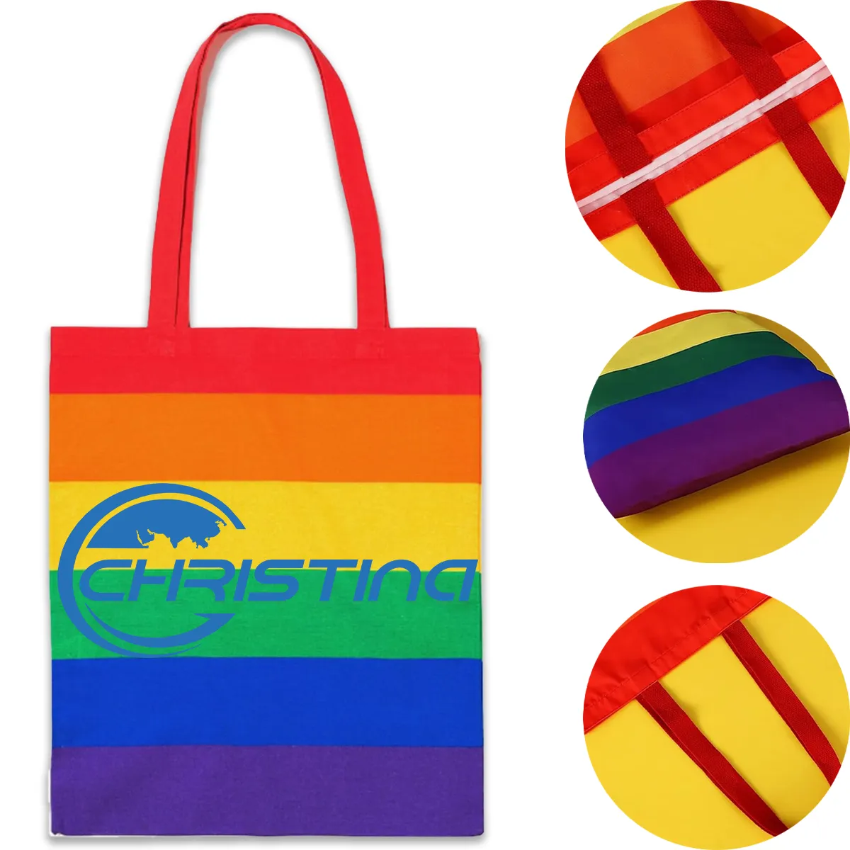 Rainbow Stripes Tote Bags Gay Support Beach, custom tote bag with logo imprint 2