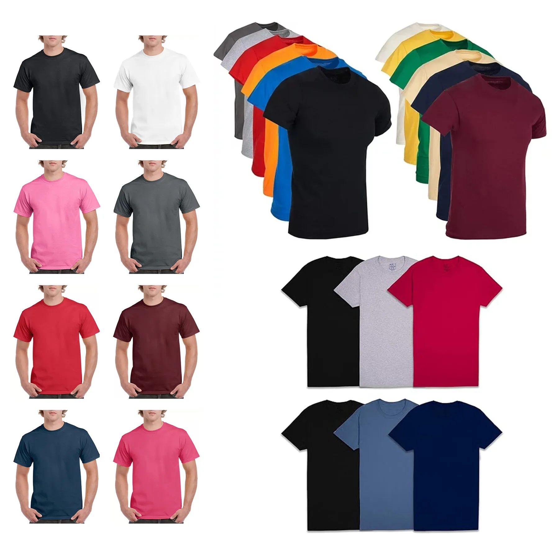 100% Cotton Crew Neck T-shirt Men's 3