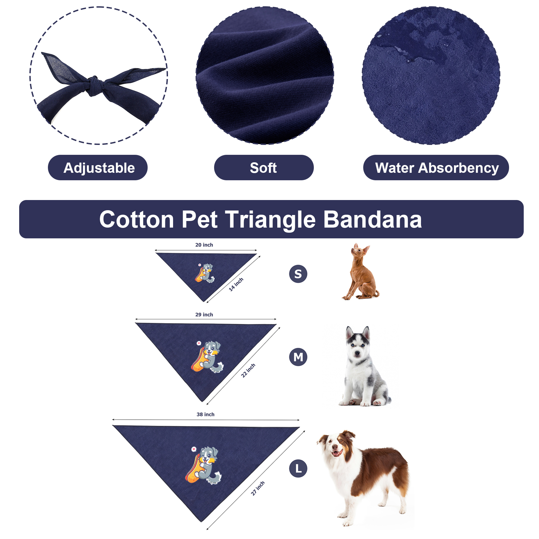 Cotton Pet Triangle Bandana (Full Color) 3