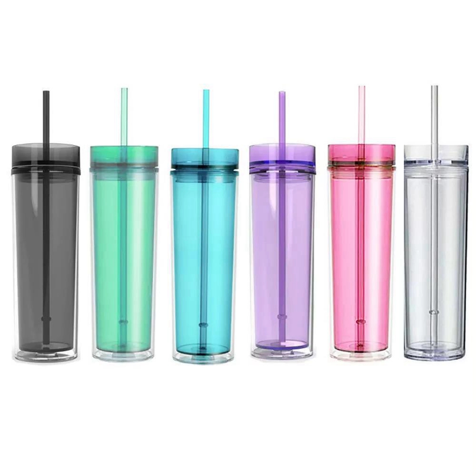 16 Oz. Double Wall Plastic Straw Straight Tumbler 3