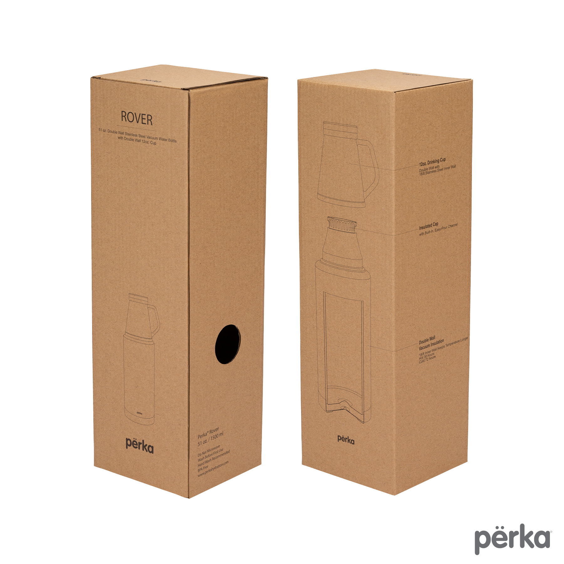 Perka® Rover 51 oz. Double Wall, Stainless Steel Growler w/ Cup 9