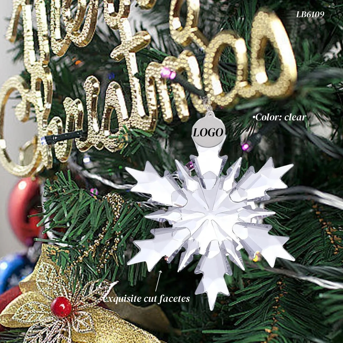 Hanging Crystal Snowflake for Christmas Ornaments 6