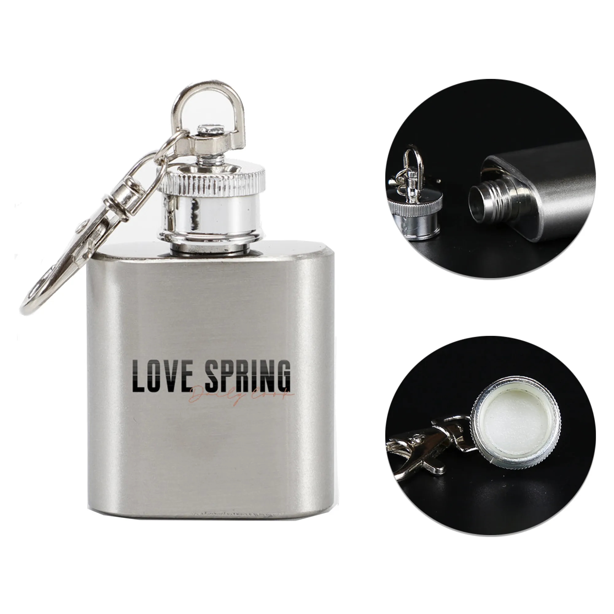 1Oz Stainless Steel Flask Bottle With Keychain
