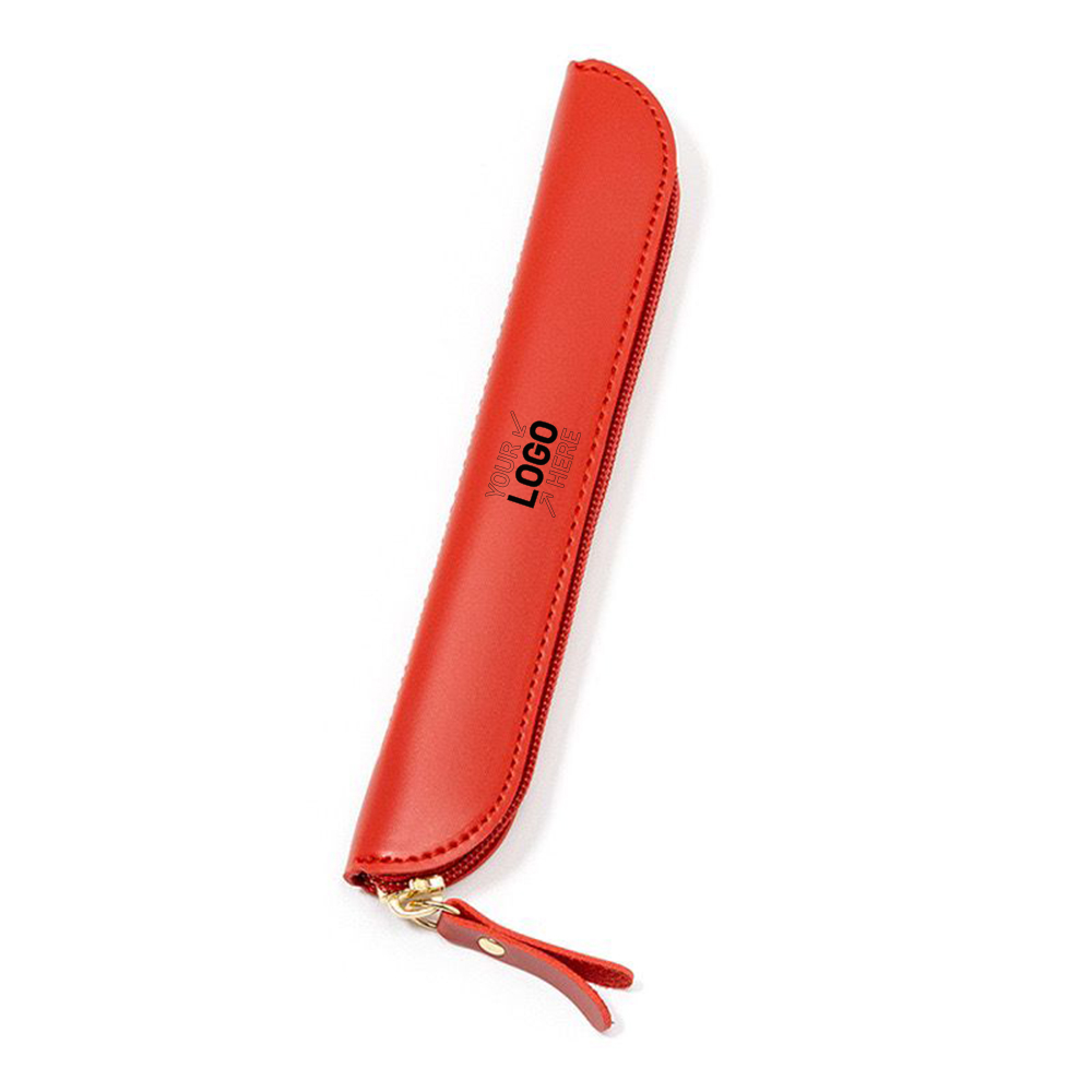 Simple Leather Zipper Pen Storage Pencil Case 3