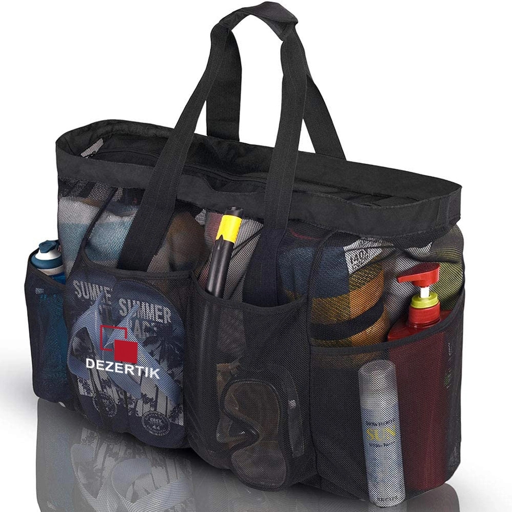Beach Zippered Mesh Tote Bag 1