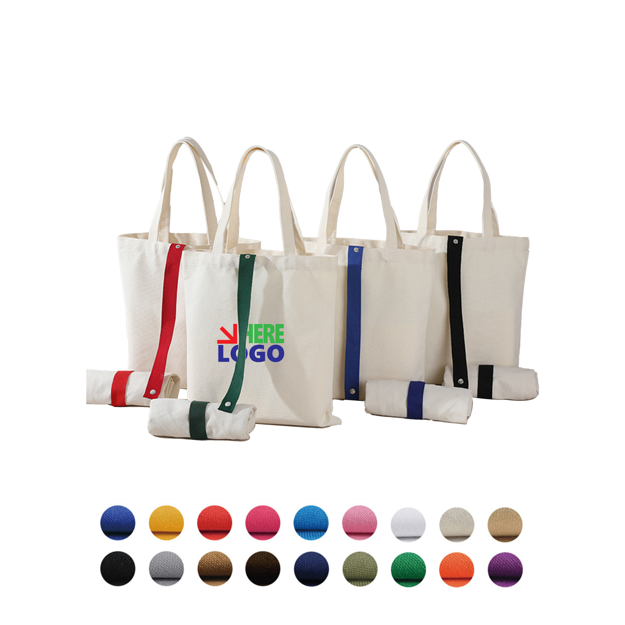 Foldable Portable Canvas Bag, custom tote bag with logo imprint 2