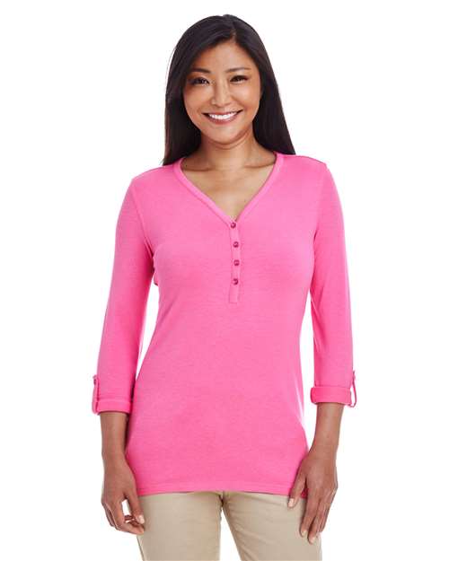 Women's Perfect Fit™ Y-Placket Convertible Sleeve Knit Top - DP186W 47