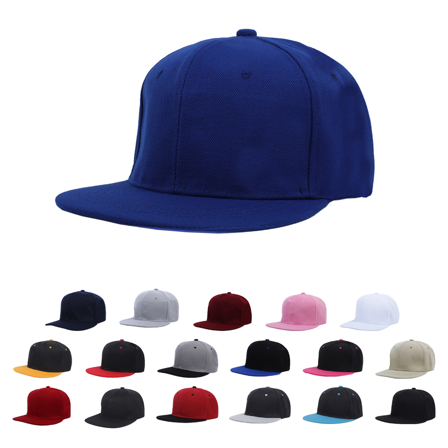 Stock Solid Color Polyester 6-Panel Flat Visor Cap 20