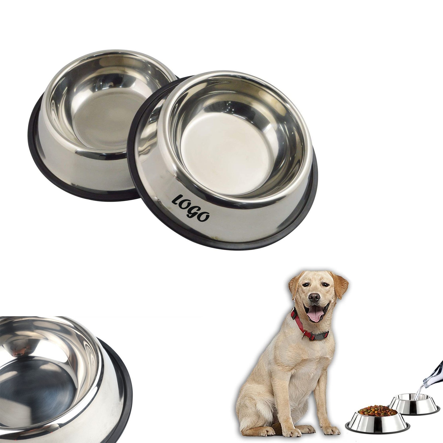 Stainless Steel Pets Feeder Bowl Dog Bowls 2