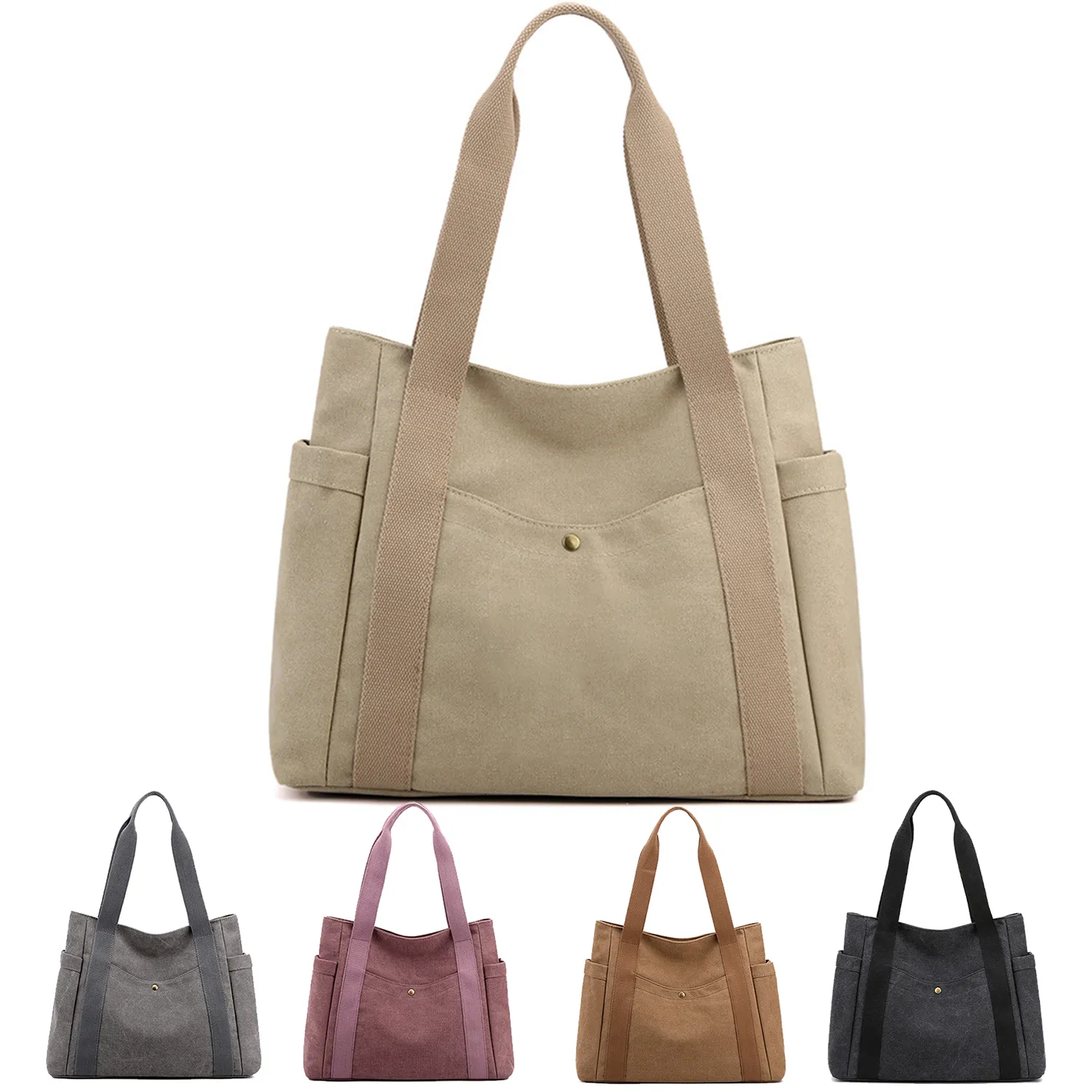 Canvas Tote bags Multi-pocket for women, custom tote bag with logo imprint 3