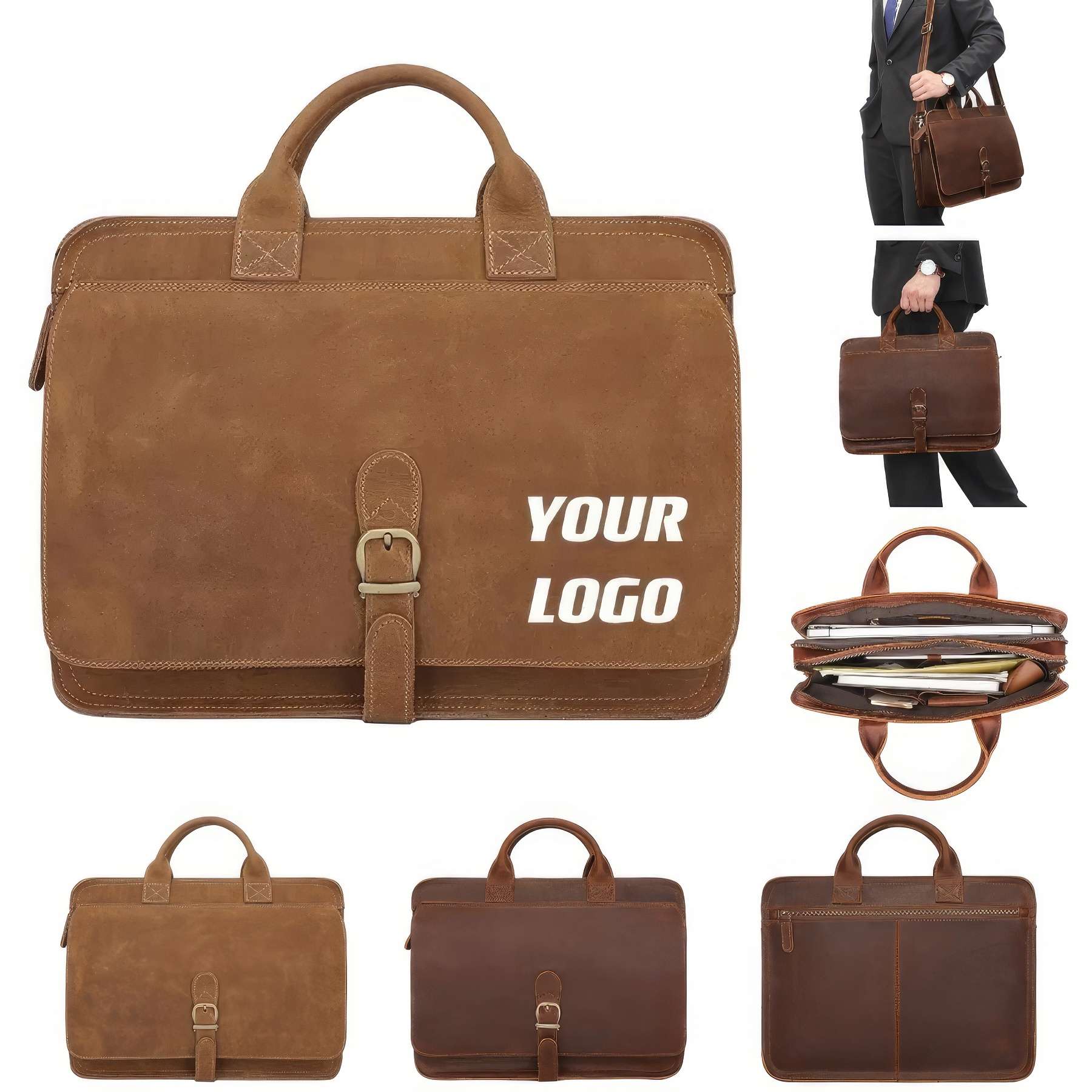 Handmade Vintage Genuine Cowhide Briefcase For Men 2