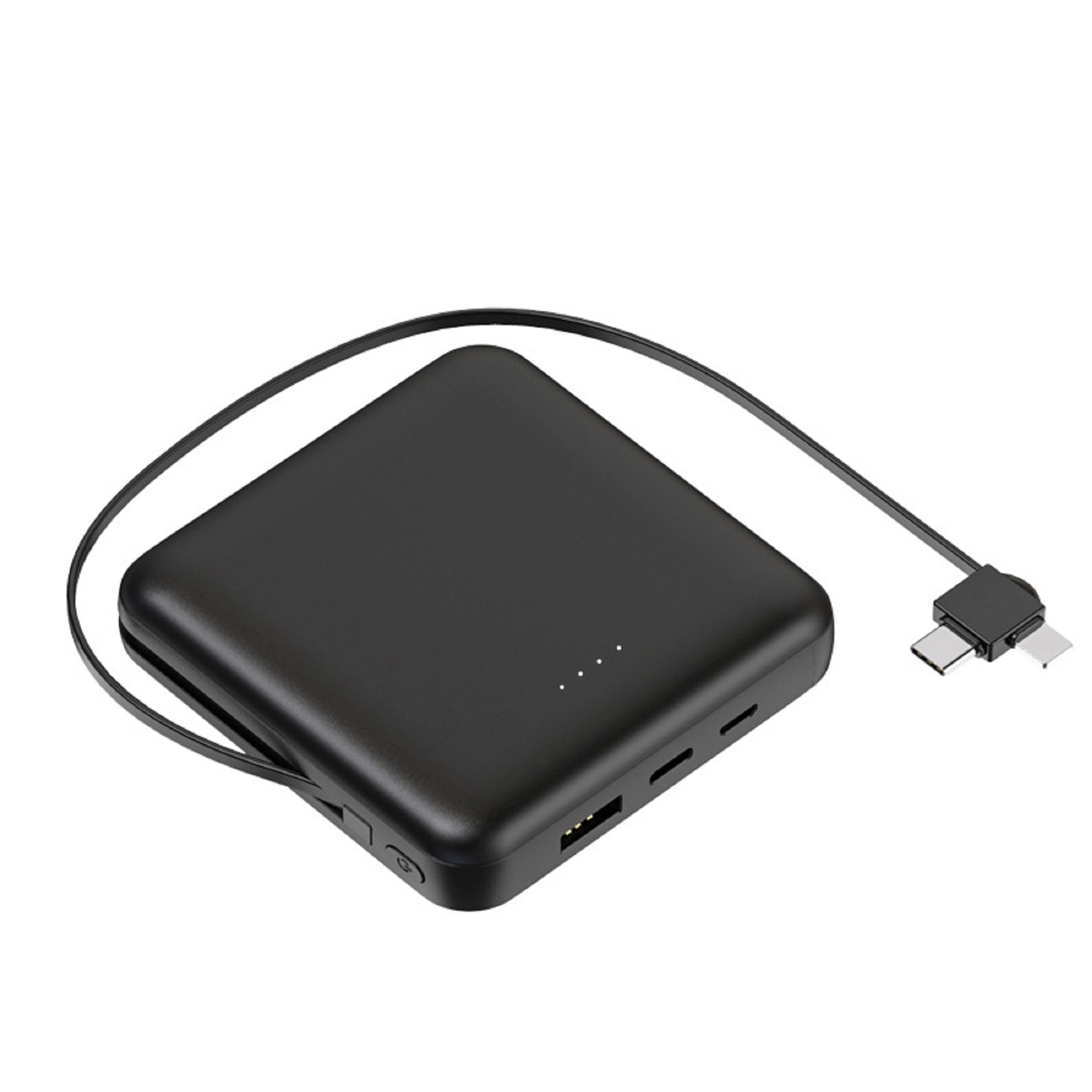 Square 10000 mAh Power Bank with Built in Cable 4