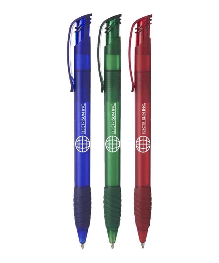 Union Printed - Translucent Ballpoint Grip Pens with 1-Color Logo 2
