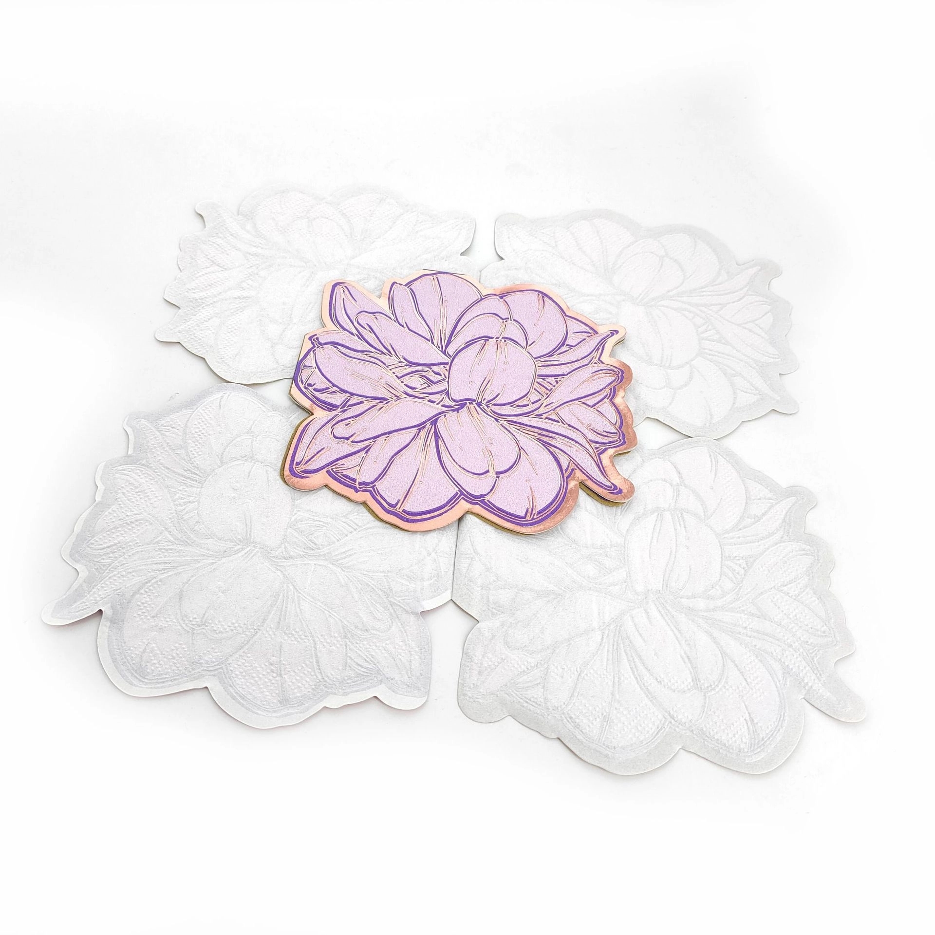 Custom Gold Foil Coterie Floral Paper Dinner Napkins 4