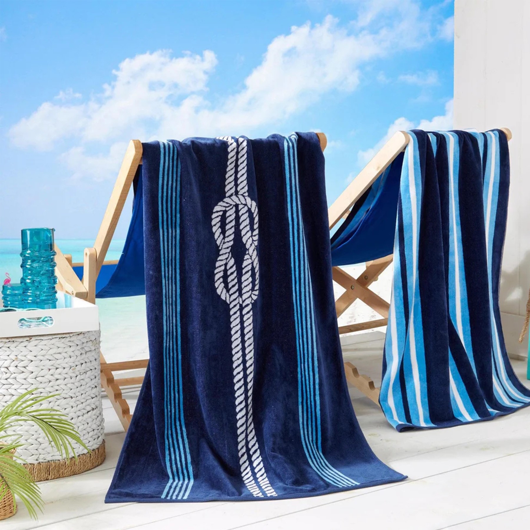 Tone On Tone Velour Beach Towel 2