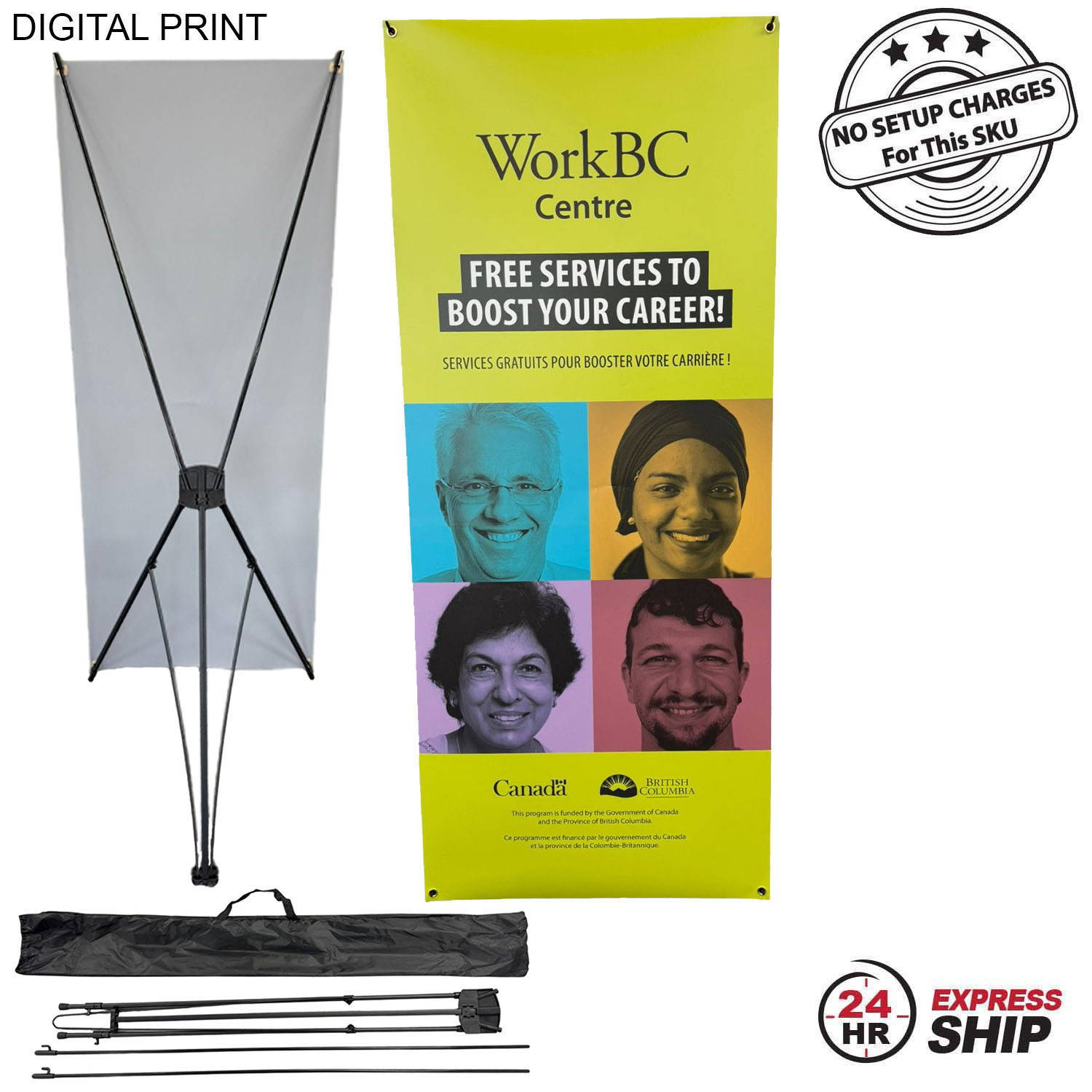 24Hr Express Ship - Tripod Banner with Graphics, 33.5x80, and Bag. NO SETUP CHARGE 7