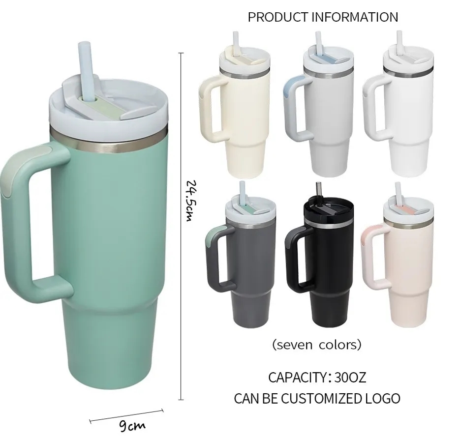 40 oz Vacuum Insulated Tumbler with Handle and Straw 4