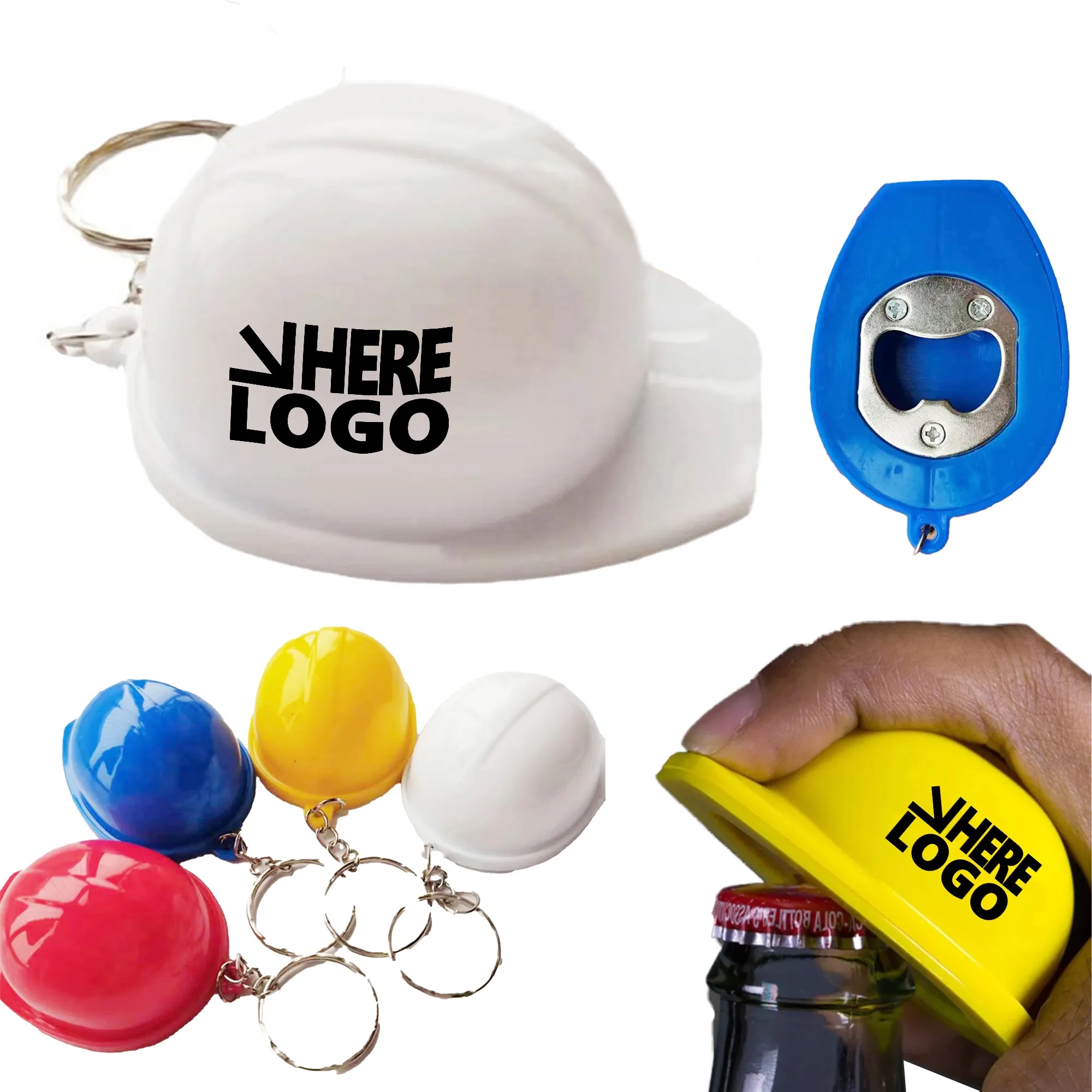 MOQ 20 Hard Hat Bottle Opener Keychain Construction 4