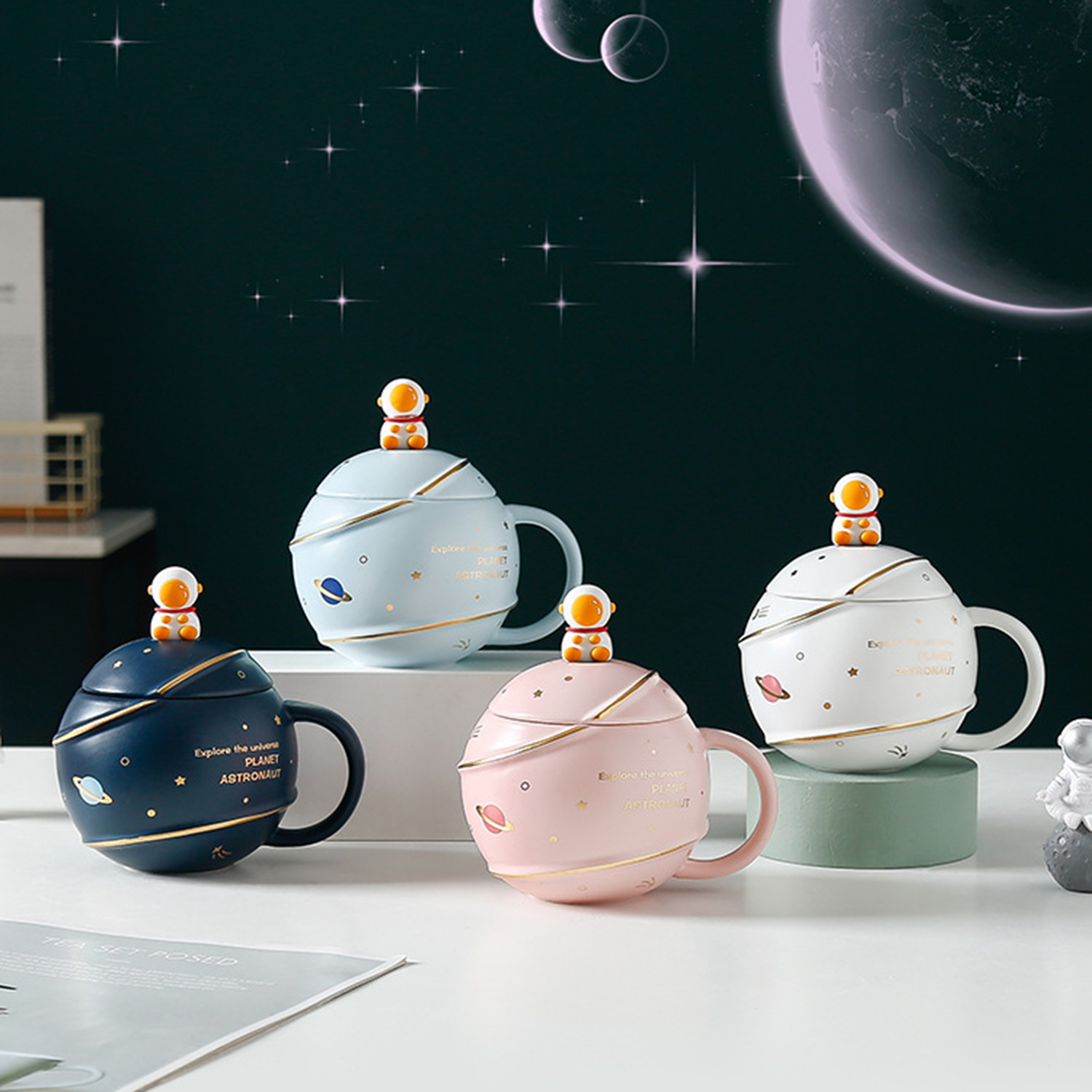 13.5Oz Kawaii Astronaut Cup Space Ceramic Mug 4