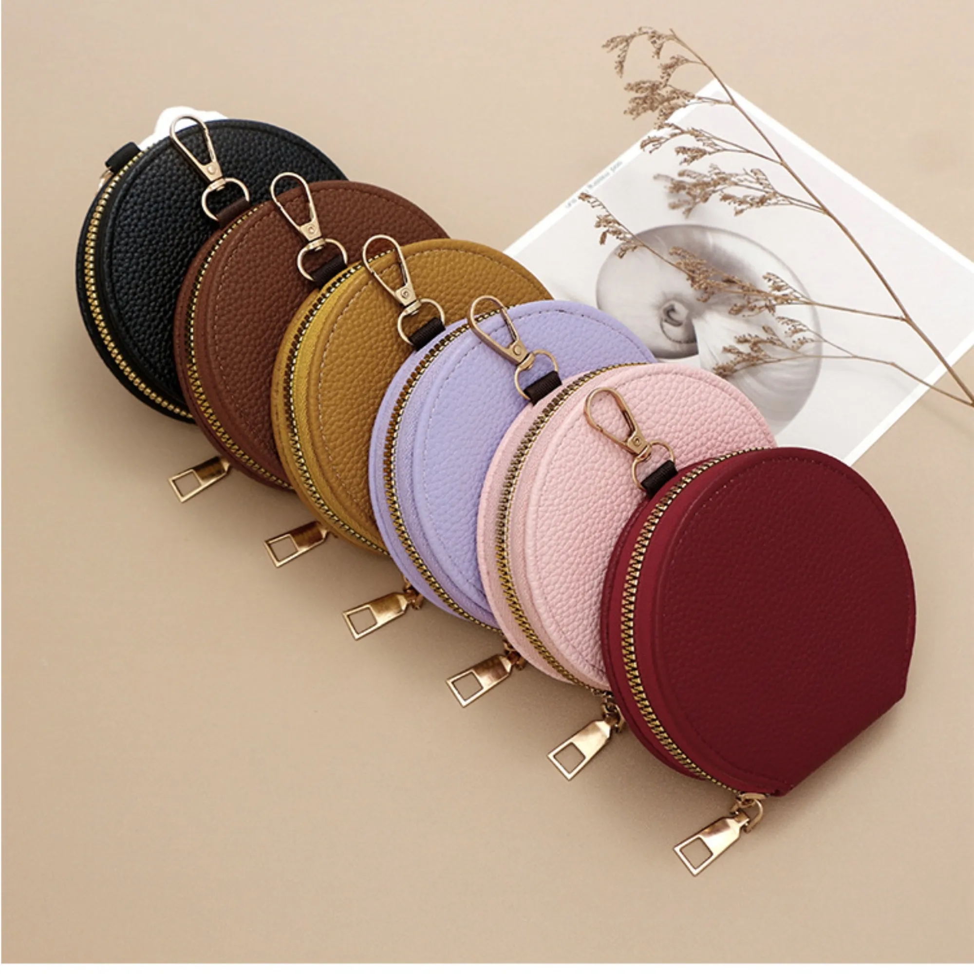 Zippered Coin Purse Wallet Card Pouch With Keychain 1