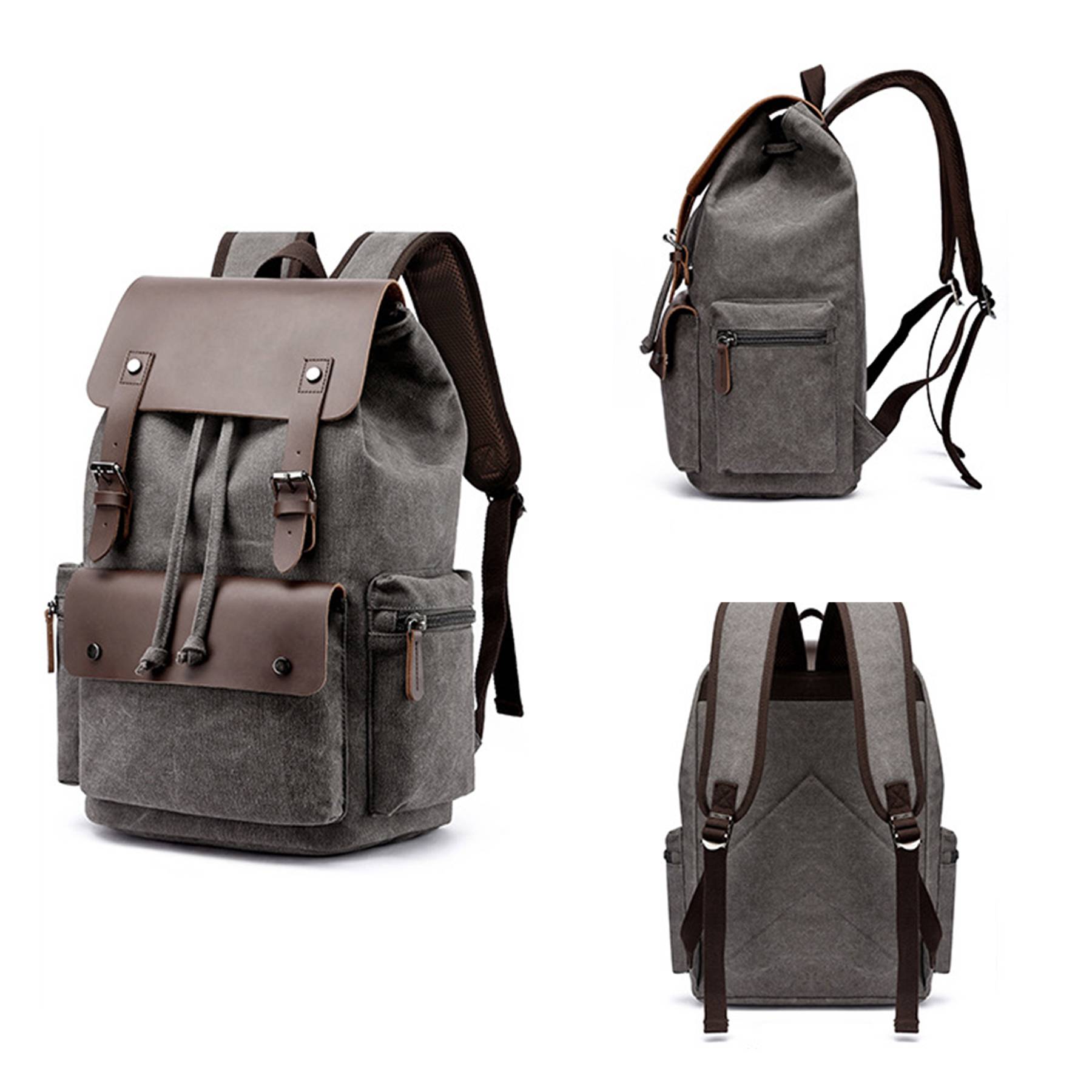 Men's Canvas Vintage travel Laptop Backpack 7