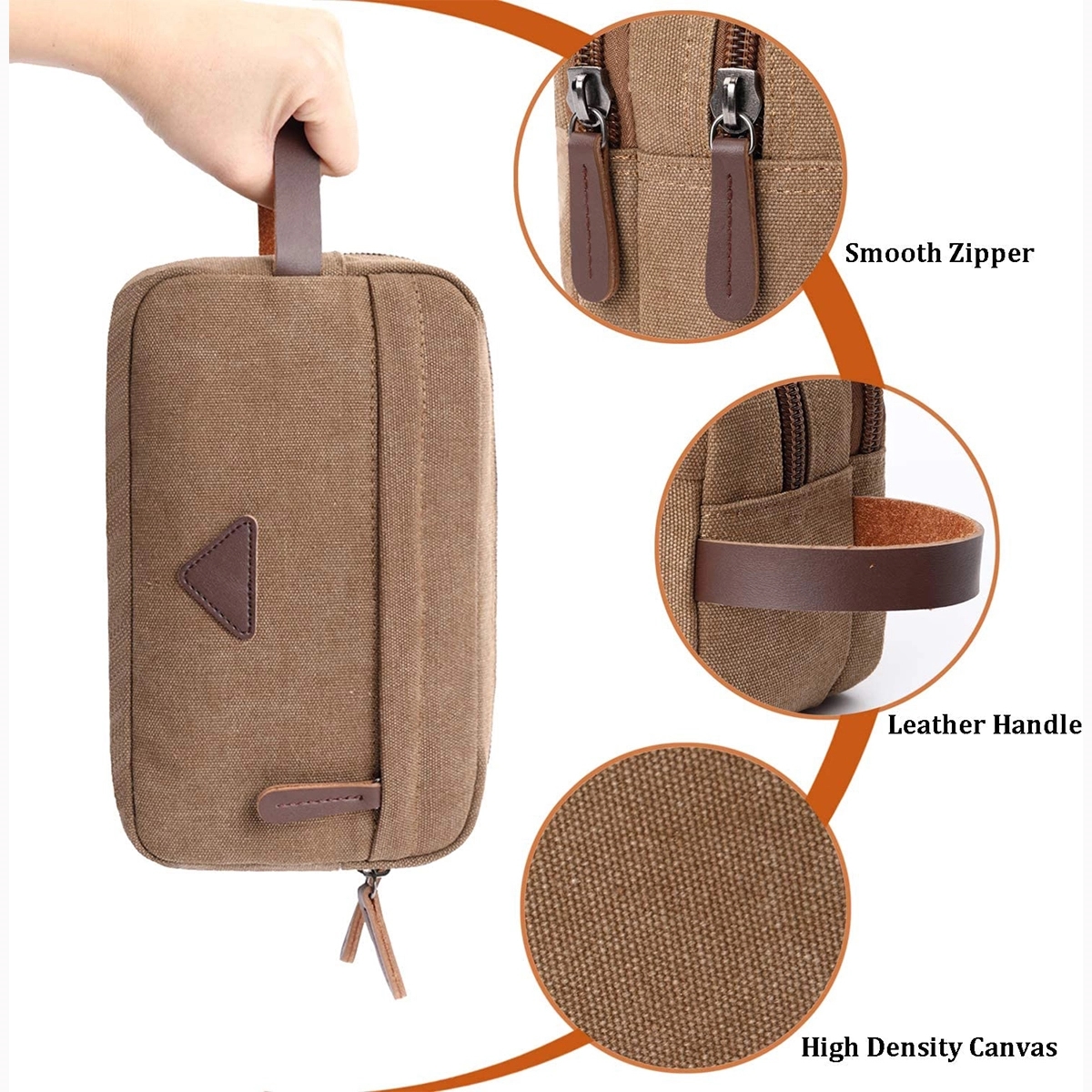 Canvas Leather Cosmetic Makeup Travel Toiletry Bag 2