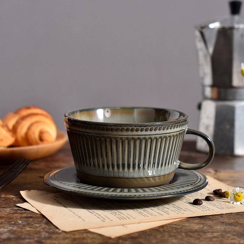 Custom 10 oz Ceramic Coffee Mug Saucer Set 9