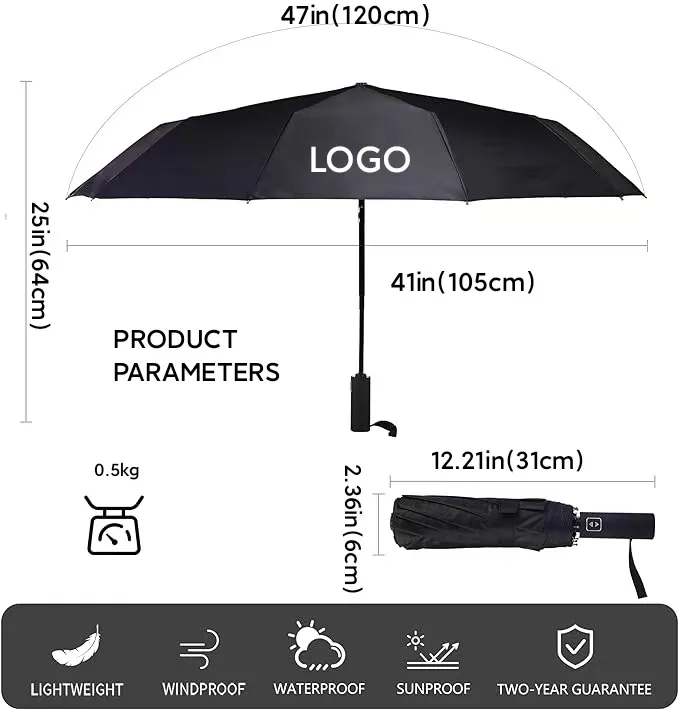 42" Automatic Vinyl Sunshade Folding Umbrella 5