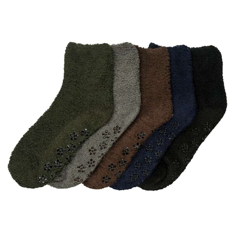 Women's Plush Non-Skid Socks - 5 Dark Colors 3 Packs Size 9-11 2