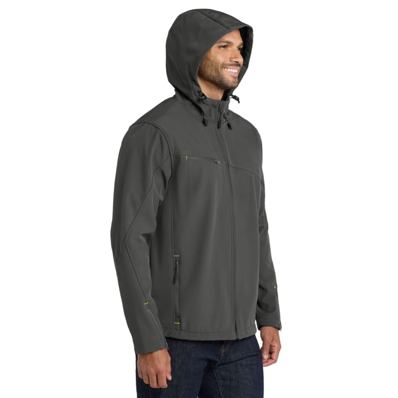 Port Authority Textured Hooded Soft Shell Jacket. 5
