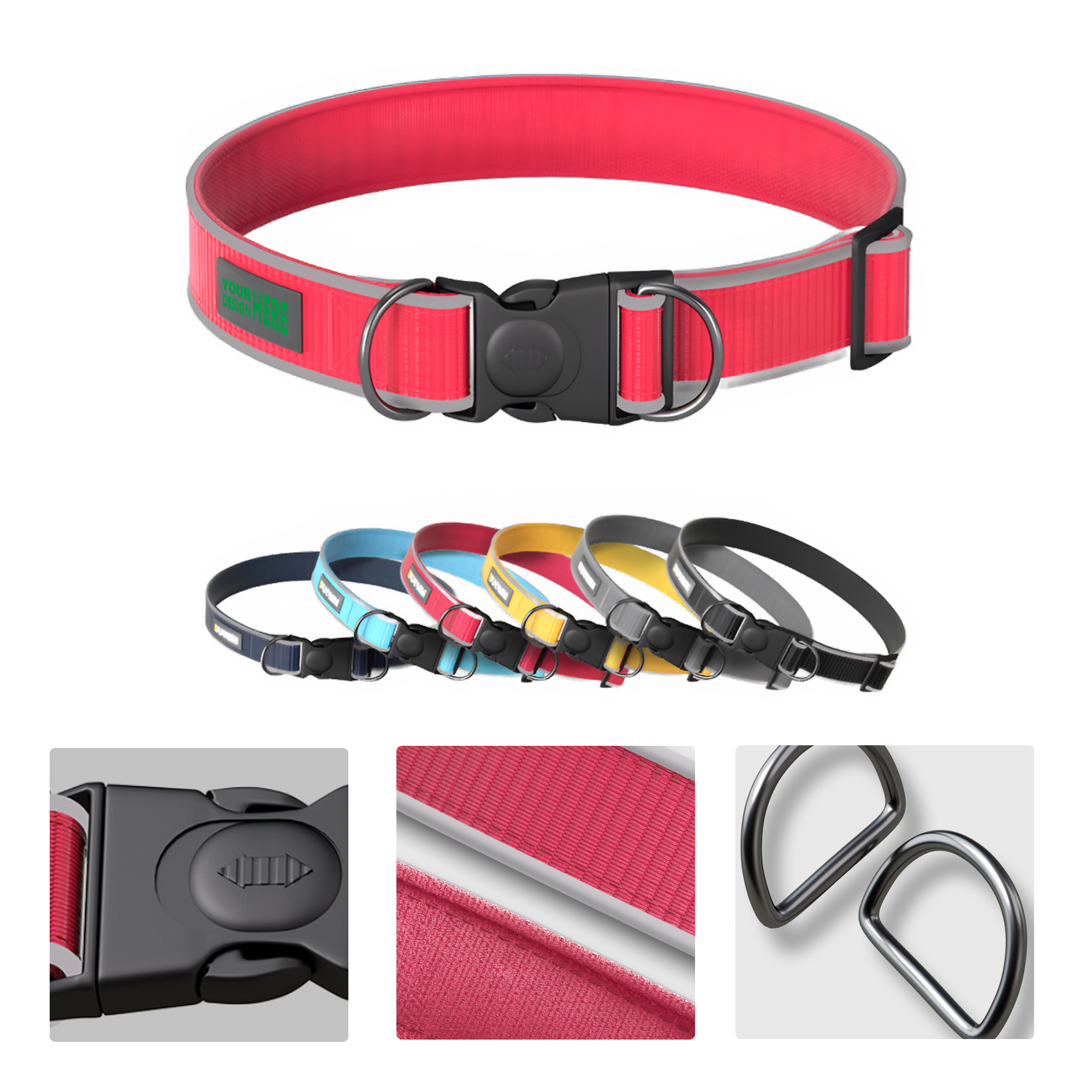 MOQ 50 Reflective Anti-Escape Adjustable Dog Collar 1