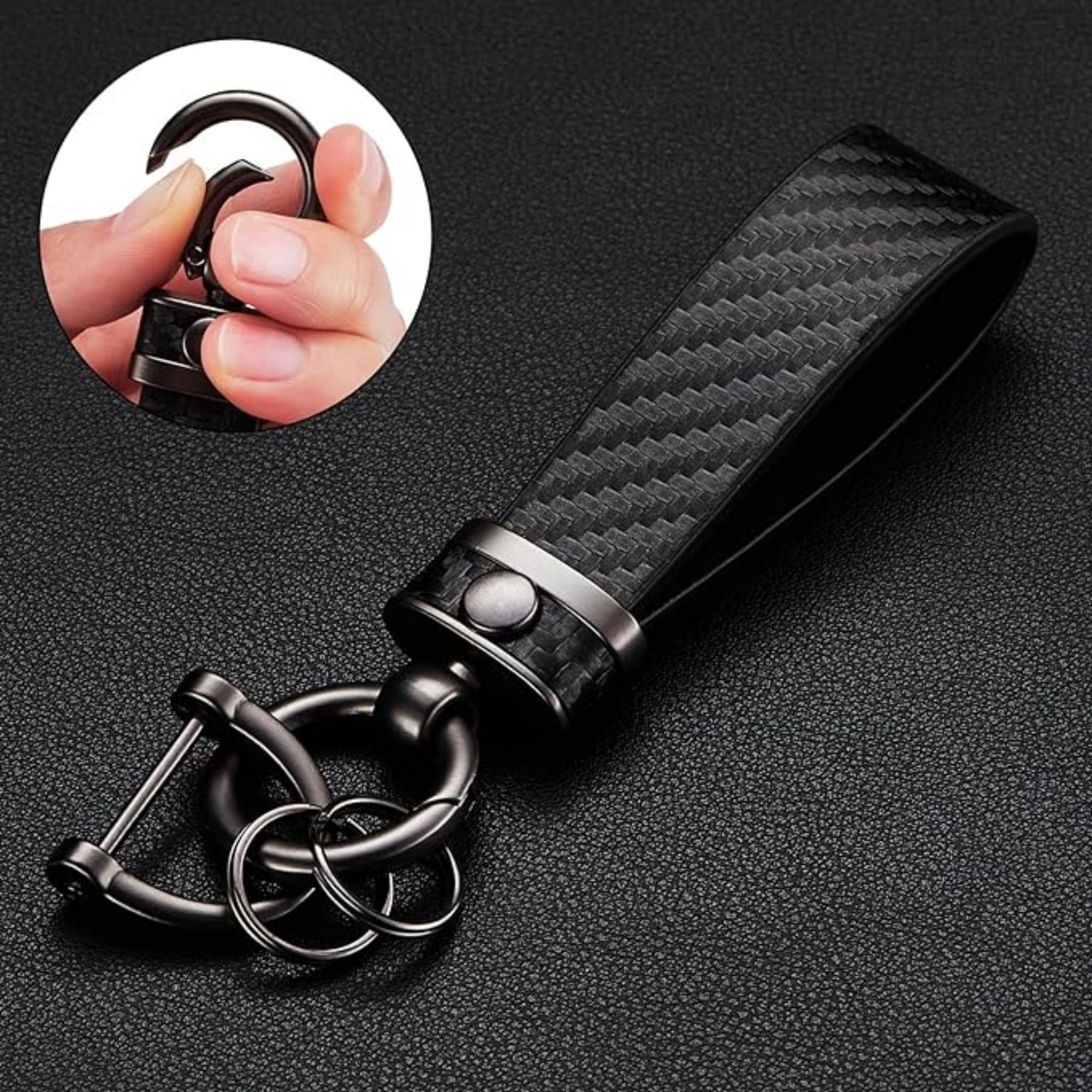 Carbon Fiber Style Car Keychain 1