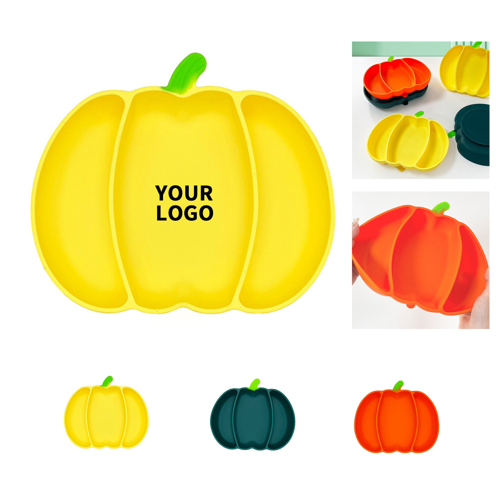Food Grade Silicone Pumpkin Baby Bowl 8.3 x 7.2" 2