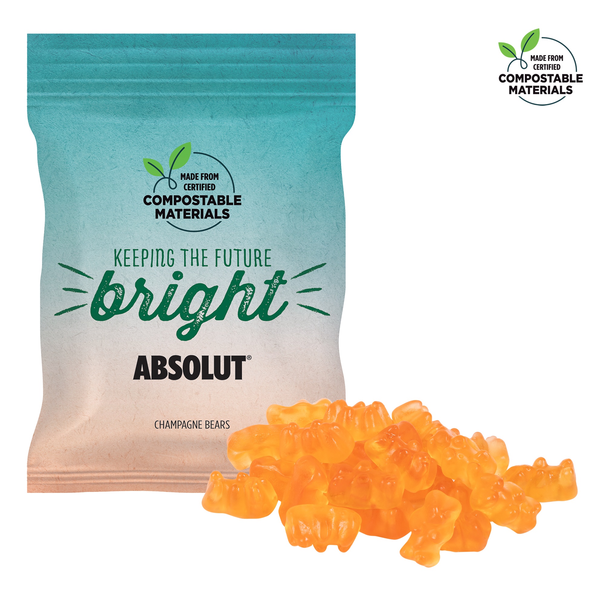 2oz ECO-Digibag, Compostable & Full Color, Champagne Bears