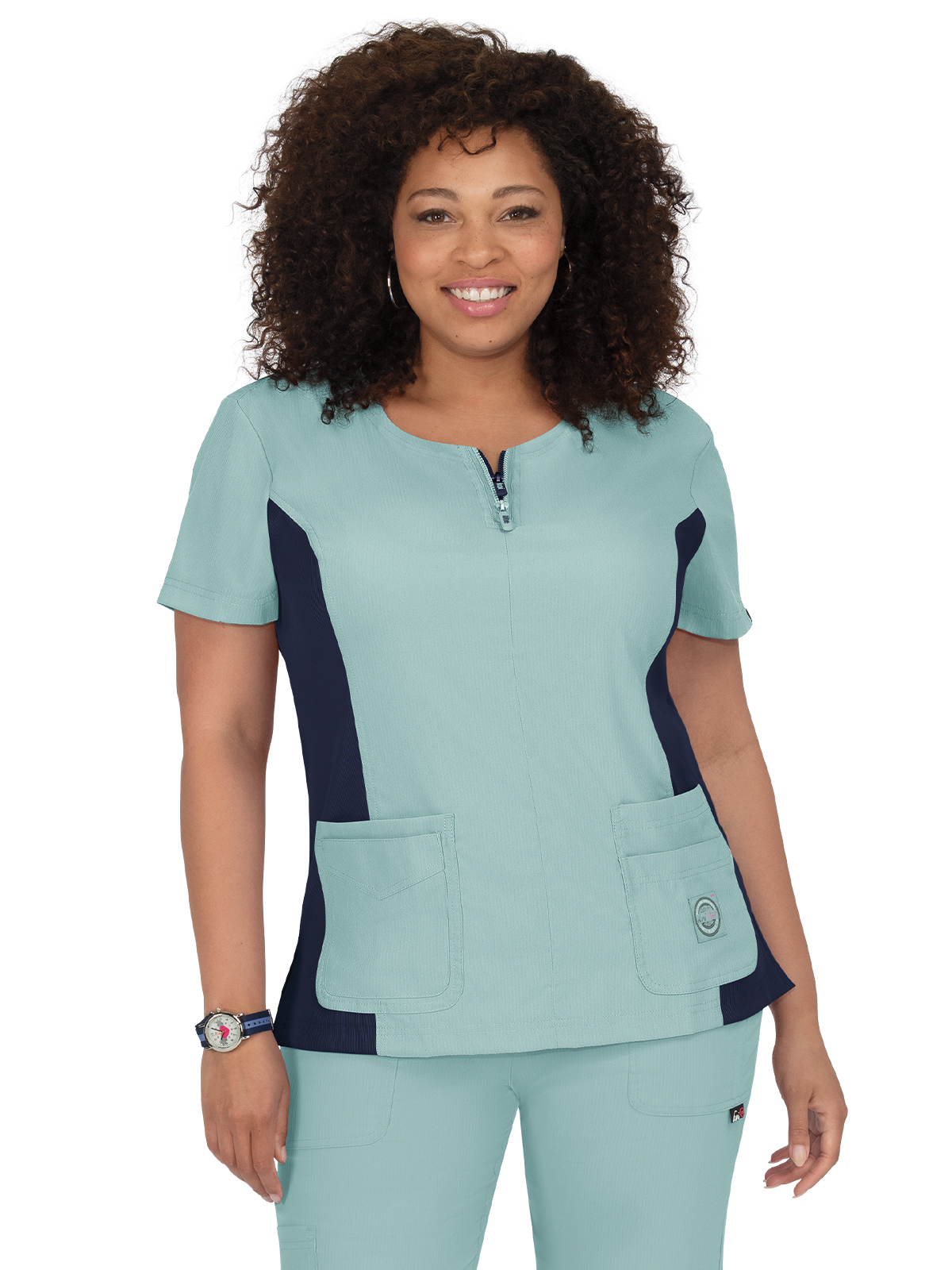 koi - Lite - Women's Four-Pocket Zipper Neck Serenity Top 27