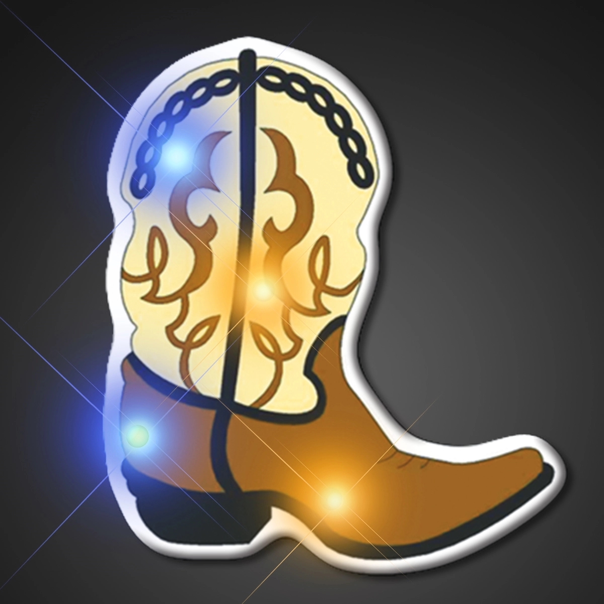 Brown Cowboy Boot Flashing LED Lights 2