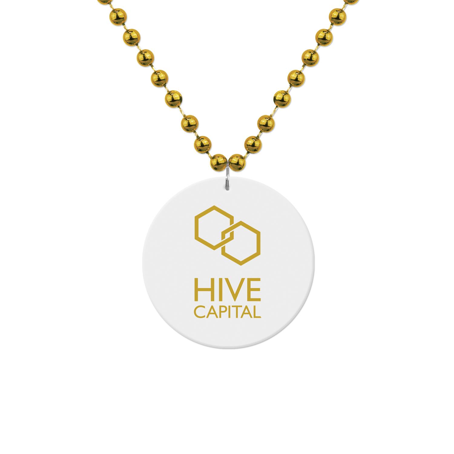 Medallion Bead Necklace w/White Medallion 1