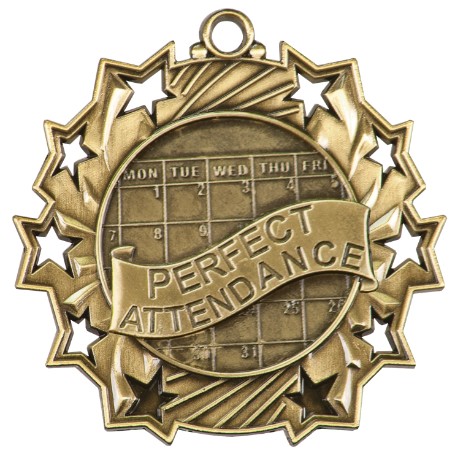 Attendance Ten Star Medal, 2-1/4" 2