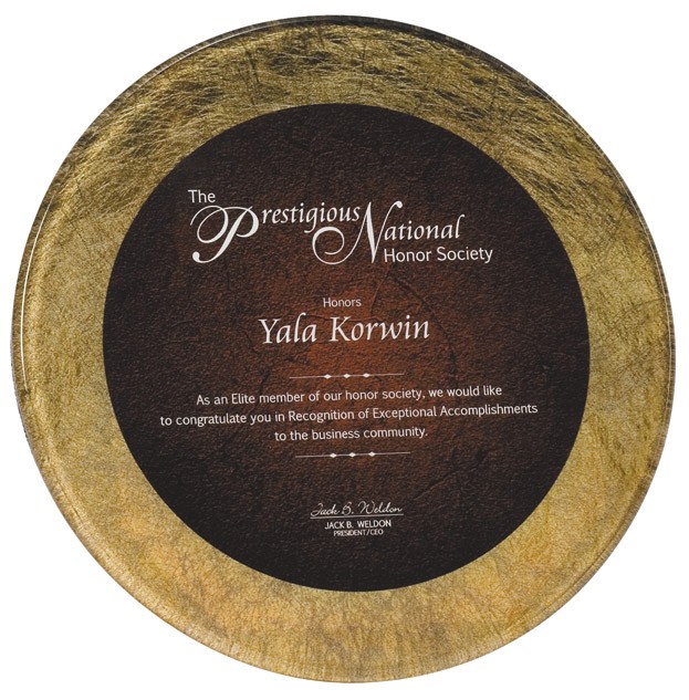 11" Diameter Gold and Sienna Round Acrylic Art Plaque 1