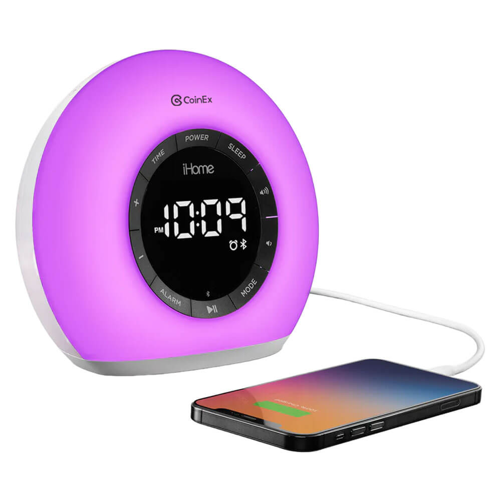 IHome Sunrise Alarm Clock Radio with Bluetooth Speaker and Color Changing Lamp 8