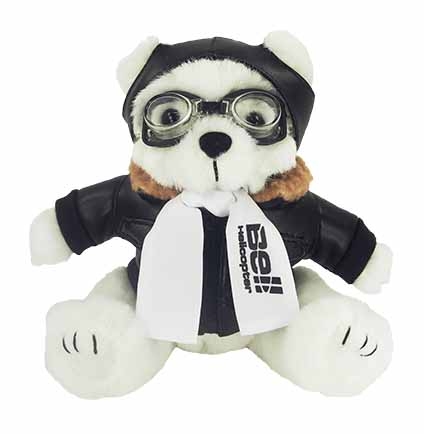 8" White Aviator Bear with 1 color imprint 1