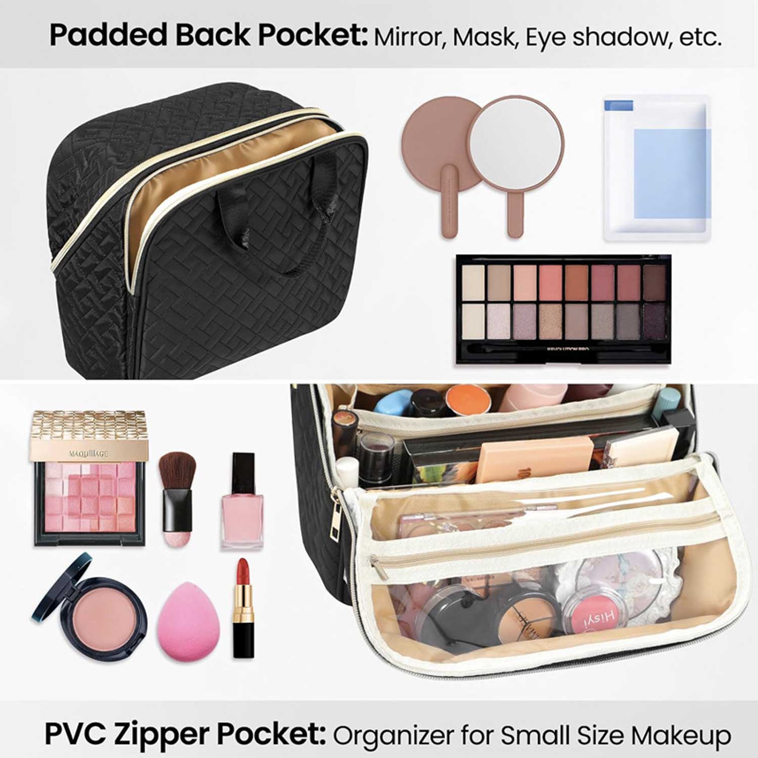 Portable Waterproof Travel Makeup Bag w/ Handle 3