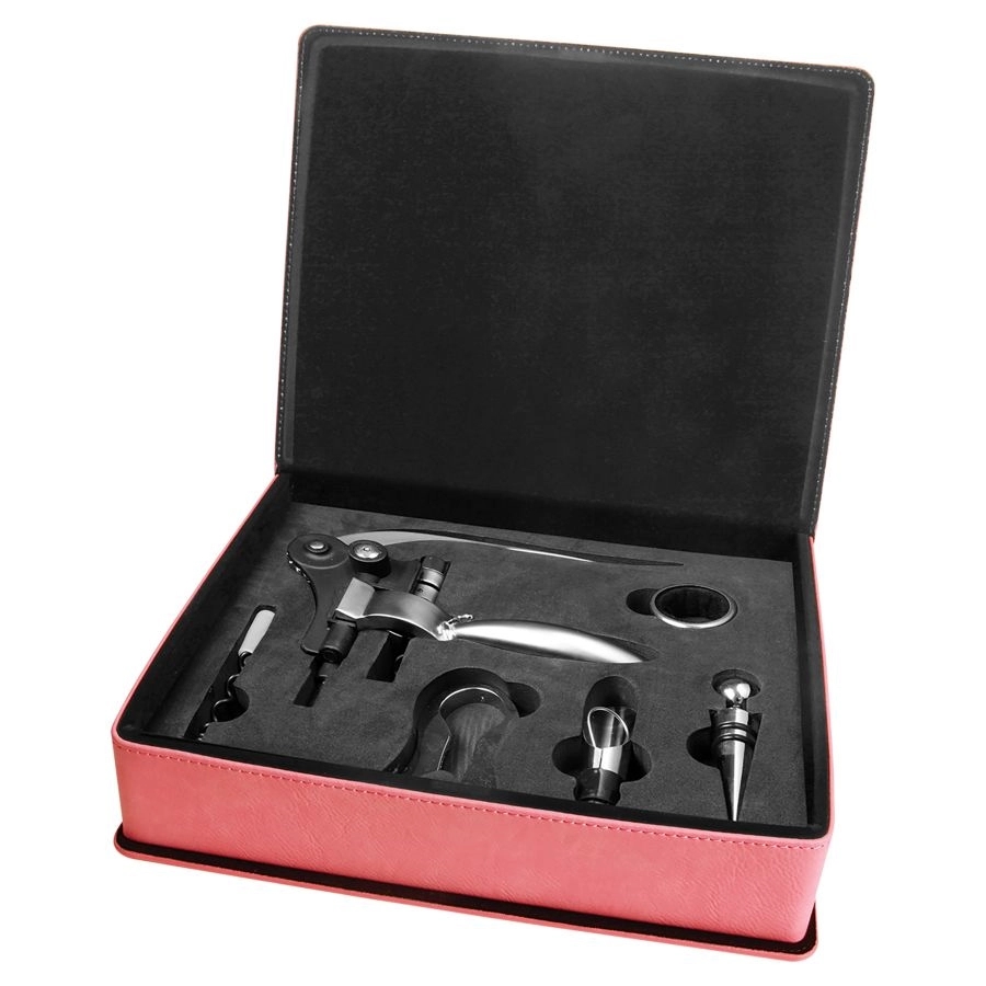 Light Brown Leather Wine 5 Piece Tool Set 9