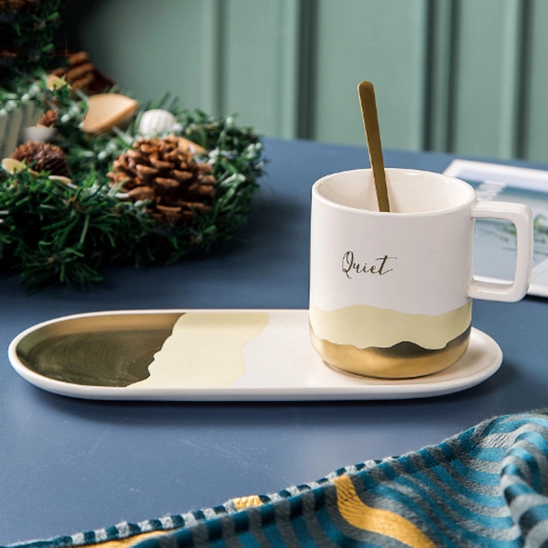 Custom 9 oz Ceramic Coffee Mug Saucer Set 9