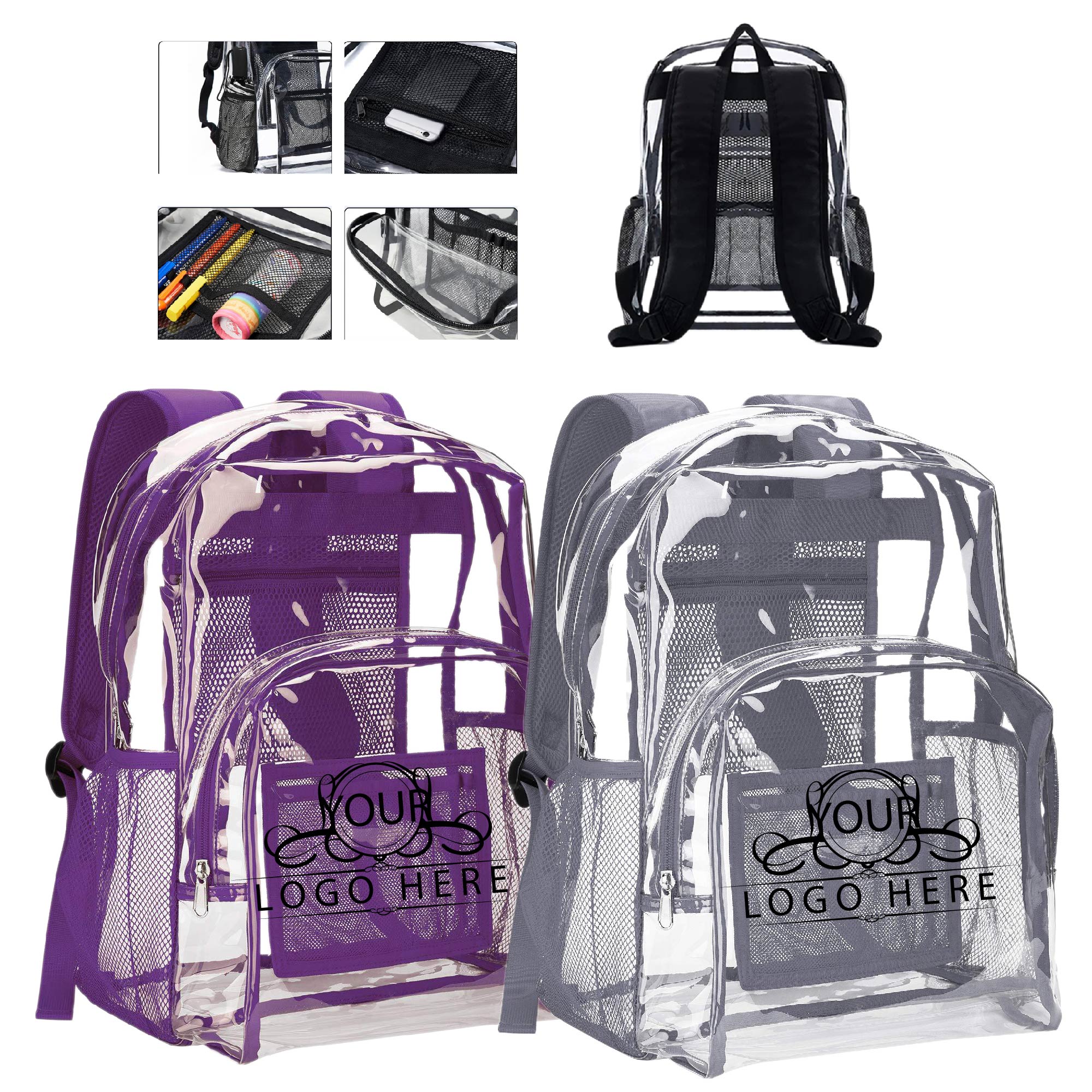 Water-Resistant Clear PVC Backpack 2