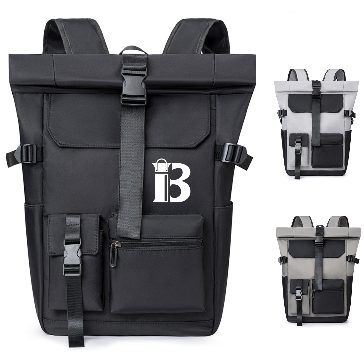Oxford Roll Top Laptop Backpack 2