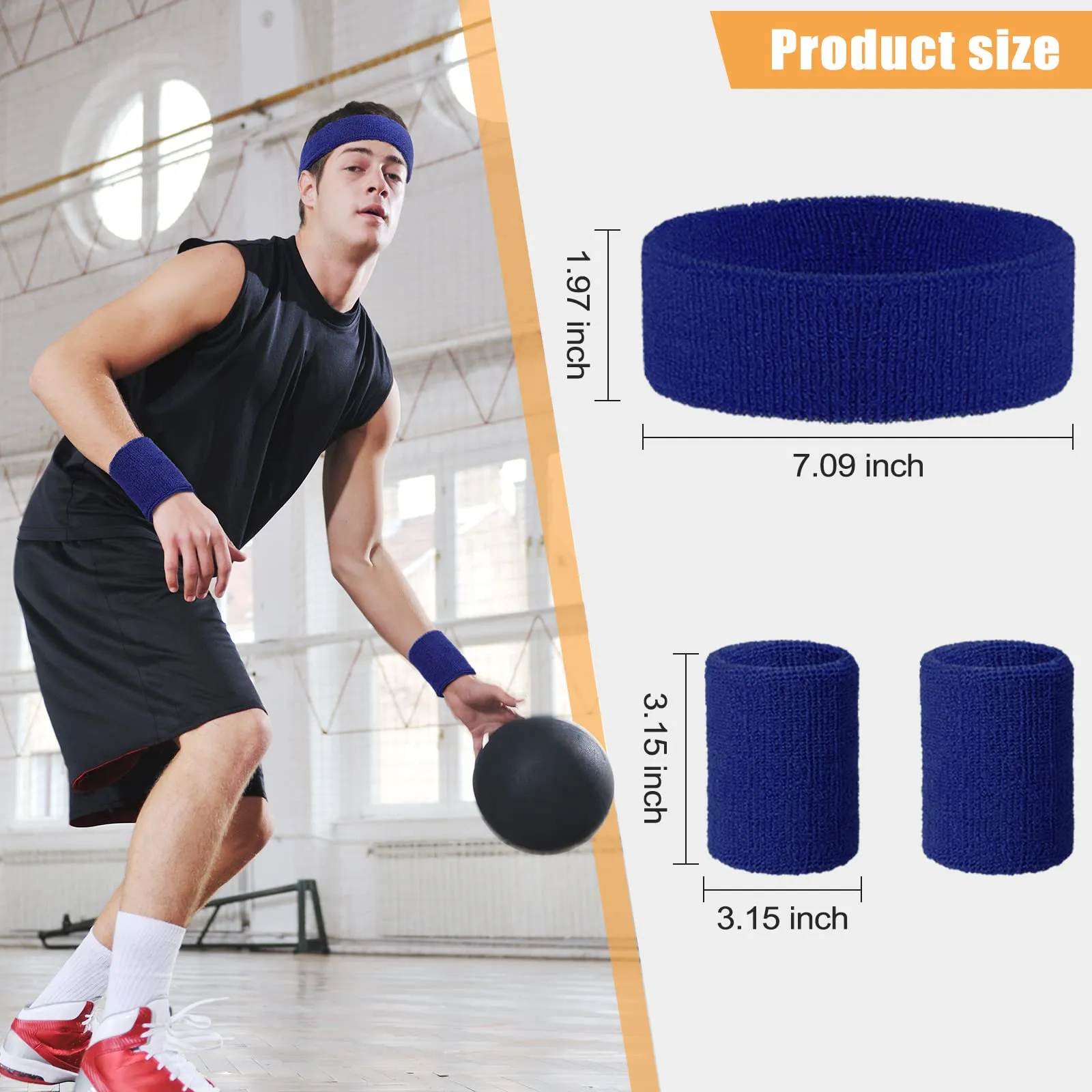Sweatband Sports Headband Wristband Set 25