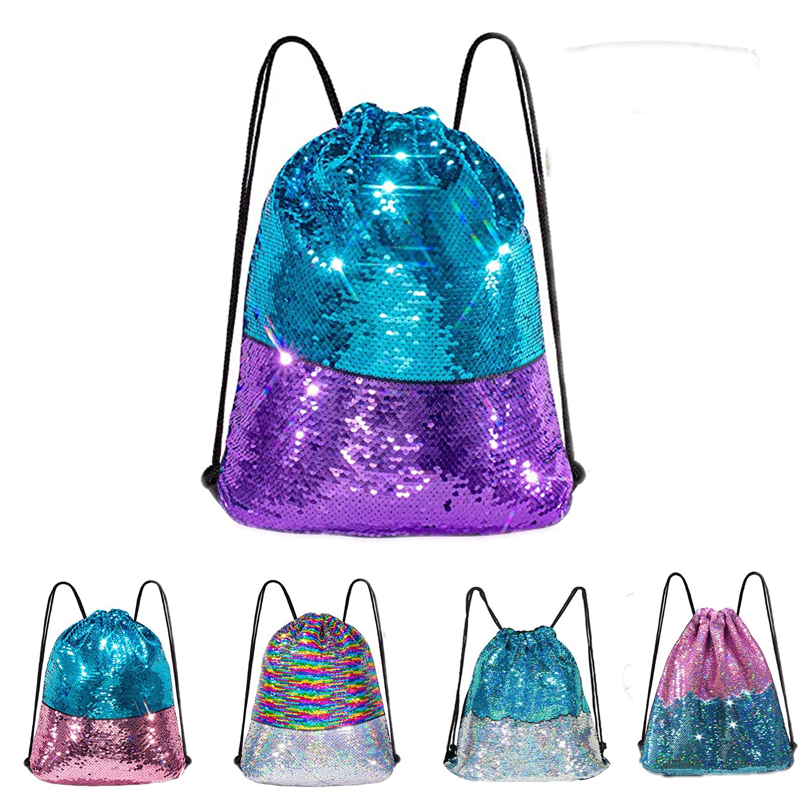 Mermaid Reversible Sequin Drawstring Backpack 2